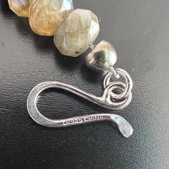 Laborite & pink quartz bead necklace with pendant by Jay King - Picture 11 of 14